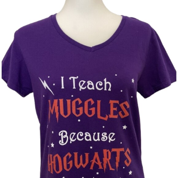 Harry Potter Shirt Teacher School Hogwartz Muggles Size Medium Cotton V Neck - Picture 2 of 8
